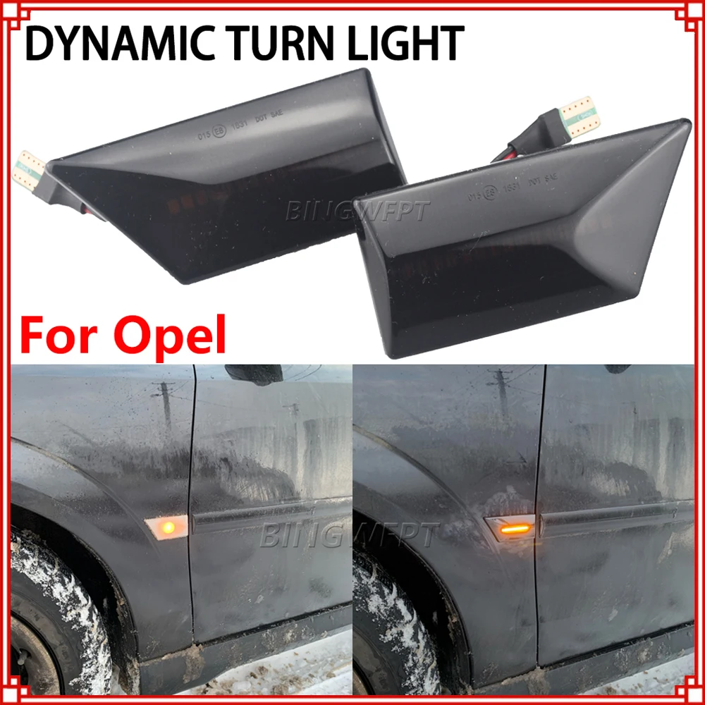 

Автомобильный светодиодный динамический указатель поворота для Opel Vectra C 2002-2008 Signum 2003-2008, боковые габаритные огни на крыльях, мигающие индикаторные лампы