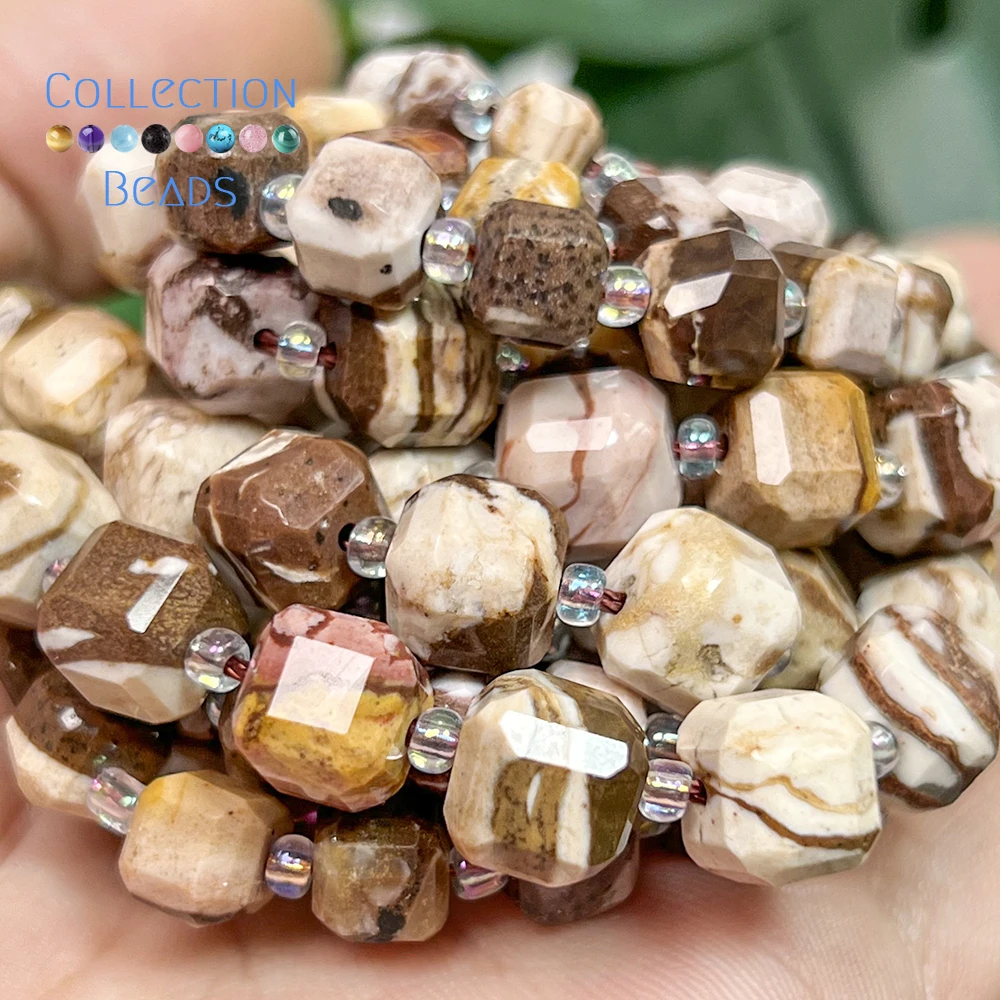 Cuentas de Jaspe Zebra Natural de Australia de 6, 8 y 10 mm, Cuentas Sueltas en Forma de Cubo con Rayas Rosas y Marrones para Hacer Joyas, Accesorios para Pulseras DIY, 15 Pulgadas