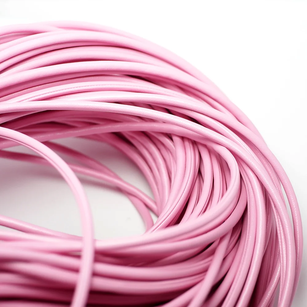 

3mm Round Pink Soft Faux Leather Cord,Bond Leather Strips,Leatherette String For Bracelet Necklace Earrings Making