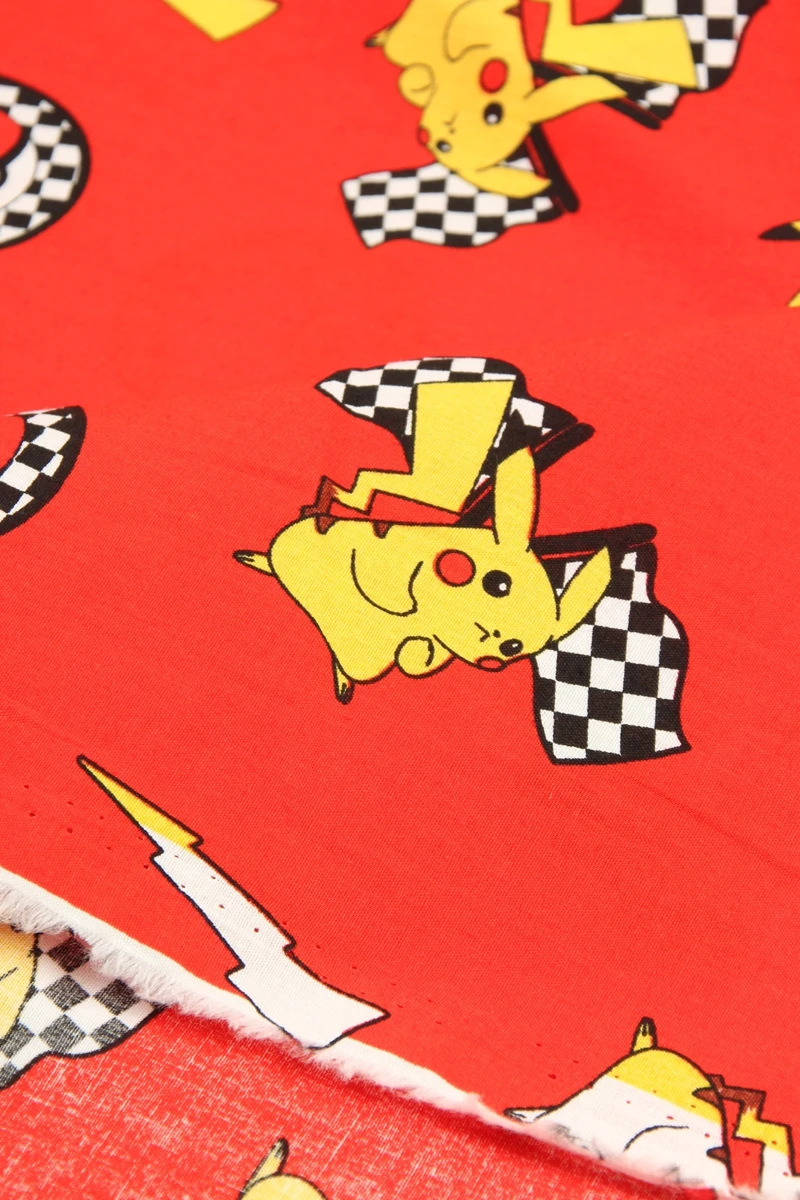 140cm de ancho Pokemon monstruo de bolsillo rojo fino 100 tela de algodón Material de costura para DIY Patchwork textil Tissu ropa de hogar
