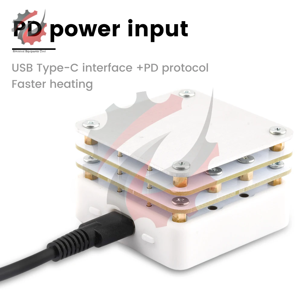 PD 65W Mini Adjustable Constant Temperature Hot Plate Type-C Digital Display PCB Soldering Heating Table Preheater Repair Tools