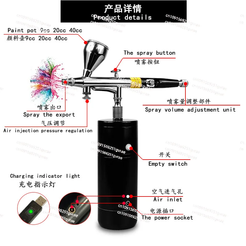 Hot-selling automatic stop rechargeable electric small airbrush air pump set model painting