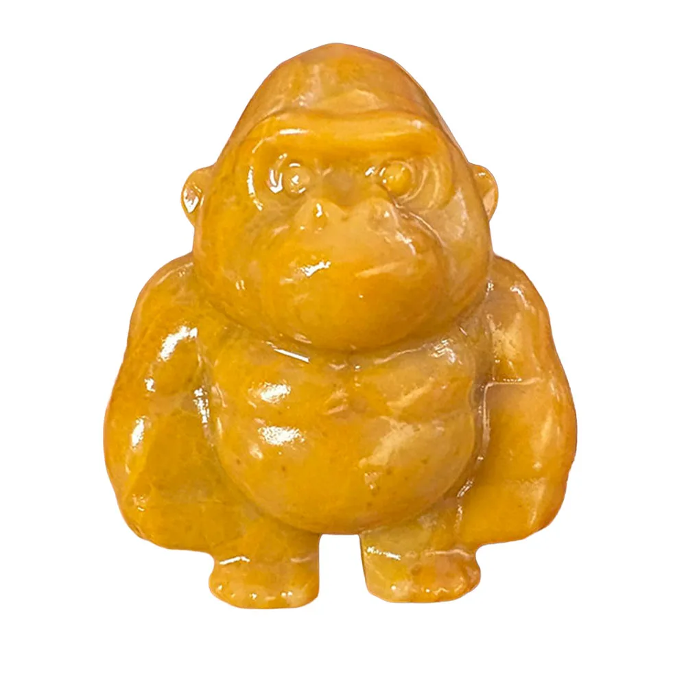 Natural Yellow Jade Gorilla Figurine - 5cm Polished Gemstone Wild Animal Sculpture for Reiki Healing & Display
