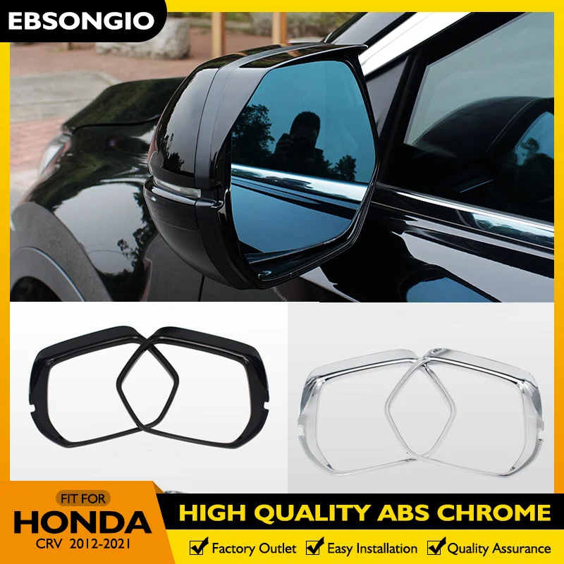 For Honda CR-V CRV 2012-2021 ABS Black Silver Car Rearview Mirror Block Rain Eyebrow Cover Trim Sticker Car Styling 2Pcs