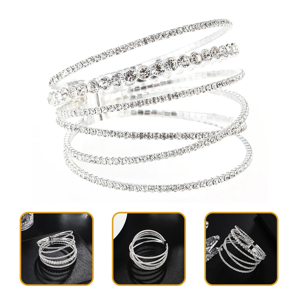 

Crystal Rhinestone Bracelet Shiny Hand Jewelry Decor Elegant Sweet Minimalist Style Wedding Engagement Celebration
