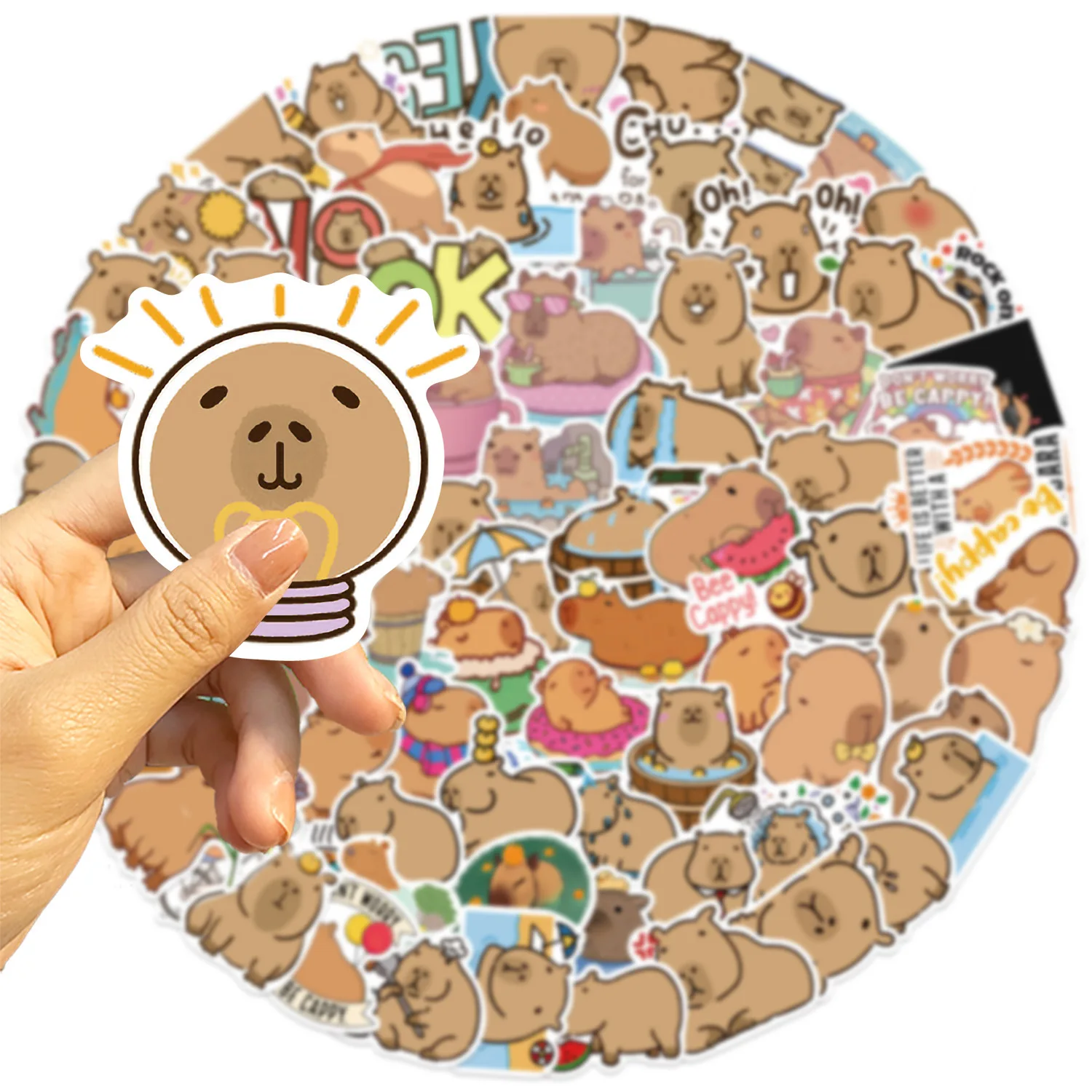 50/100PCS Nette Capybara Tiere Cartoon Graffiti Aufkleber Telefon Gitarre Laptop Notebook Koffer Tasse Wasserdichte Aufkleber Kinder Spielzeug