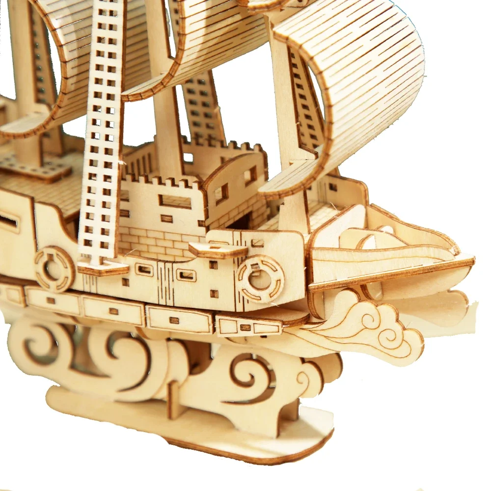 Assembly Required 3D Wooden Puzzles of Sail-Boat for Kids and Adults Construction Bilding Bricks DIY Cruise Ship Model Craft Toy