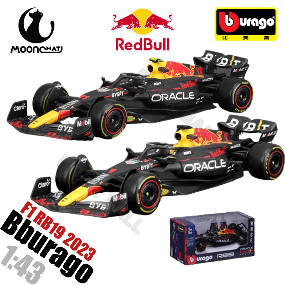 

1:43 Bburago F1 RB19 2023 Racing TAG HEUER Champion Red Bull #1 Verstappen #11 Perez Alloy Car Die Cast Model Toy Collection