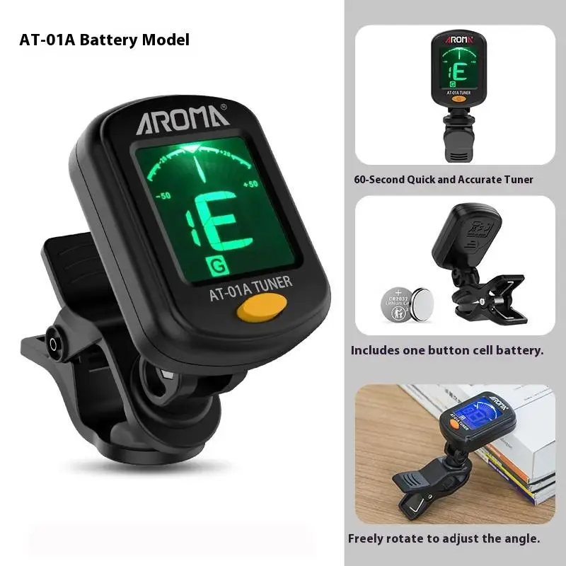 Colorful AT-01A Guitar Tuner Rotatable Clip-on Tuner Digital Electronic LCD Display For Acoustic Guitar Bass Ukulele Guitar