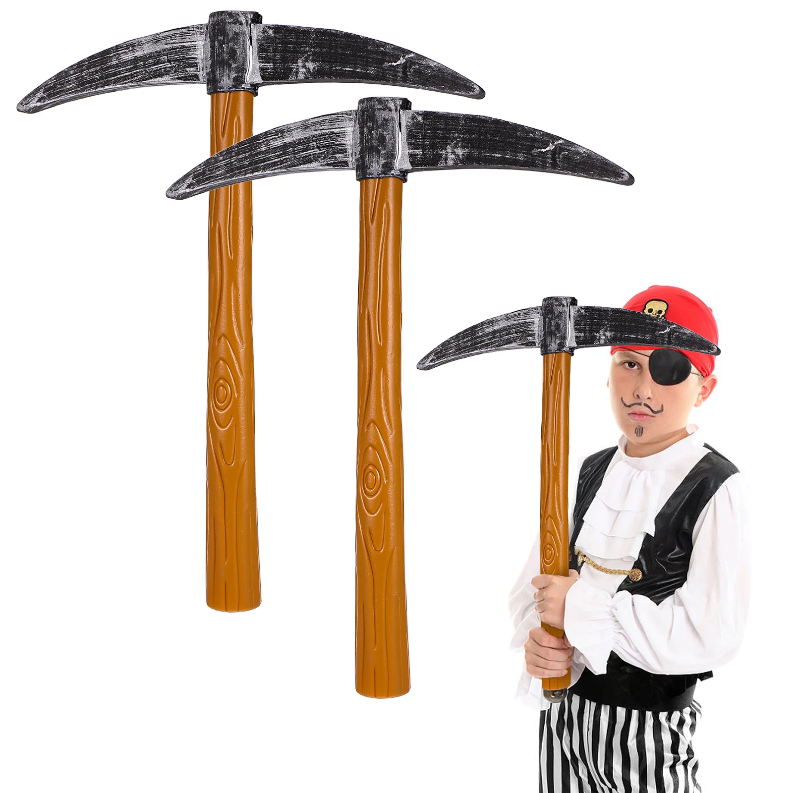 

3pcs Pickaxe Prop Plastic Simulation Tool For Halloween Party Performance Scene Adornment Fake Pickaxe Photography Accessories