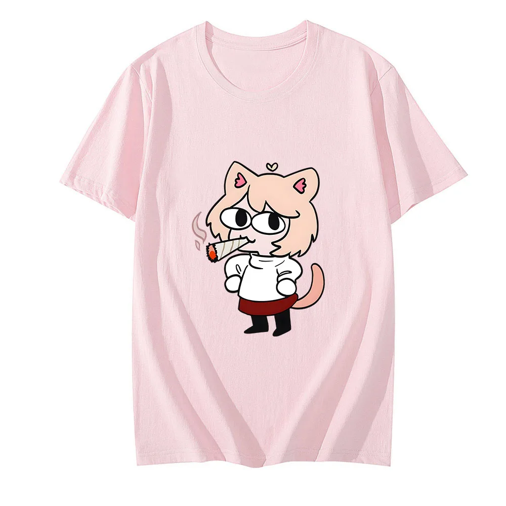 Melty Blood Neco Arc Short-sleeved New Cartoon Kawaii Print Pattern Half-sleeved Clothes Students Fahional Tops Anime Manga Tee