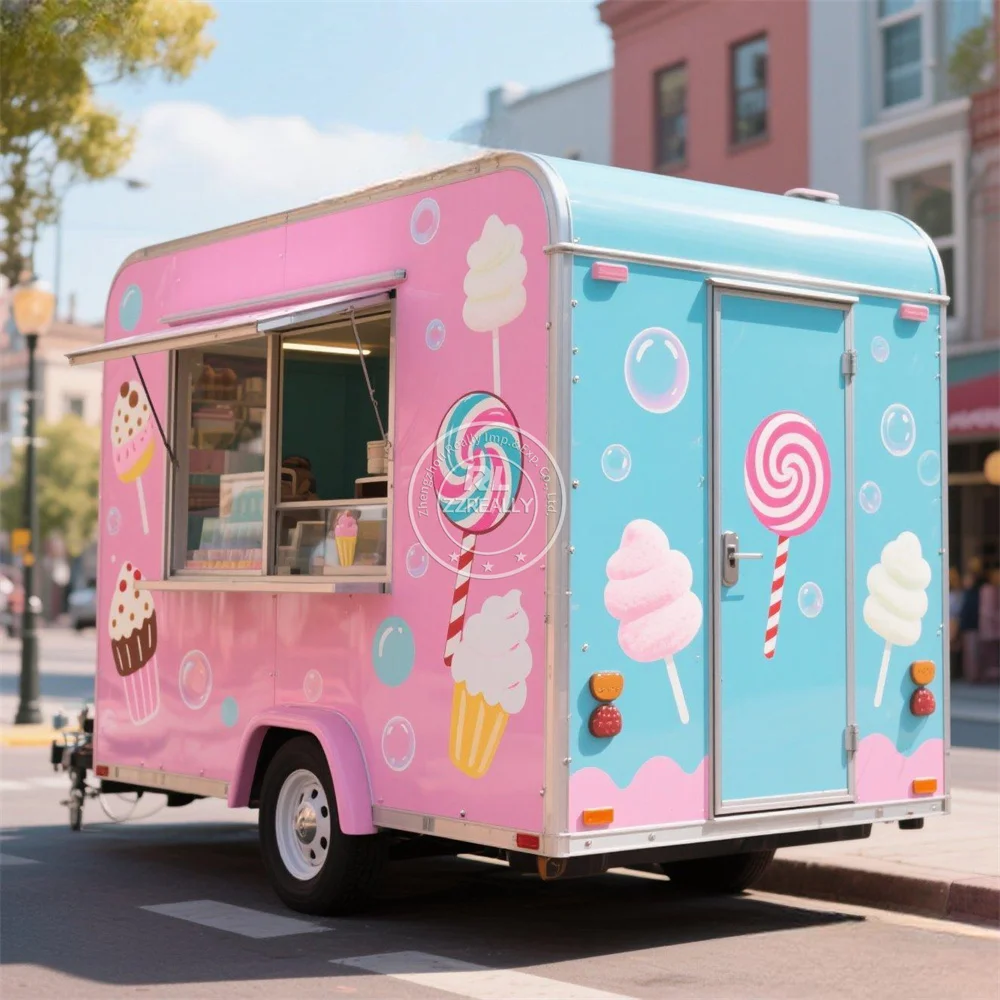 

Concession Street Custom Ice Cream cart Mobile Kitchen BBQ Burger Pizza Fast Food Trailer Mobile Food Truck With Full Kitchen