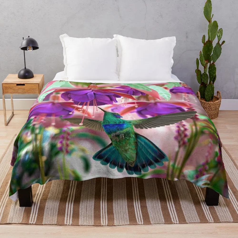 

Hummingbird Throw Blanket Multi Use Warm Blanket for Living Room Bedroom