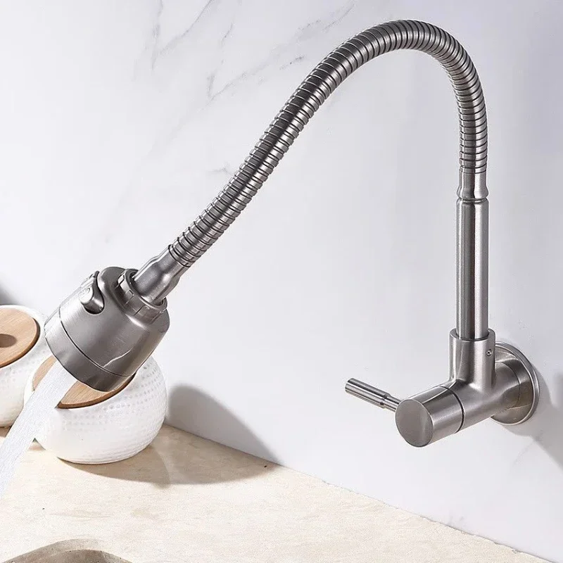 Kitchen stainless steel single cold water faucet, balcony laundry sink outdoor faucet