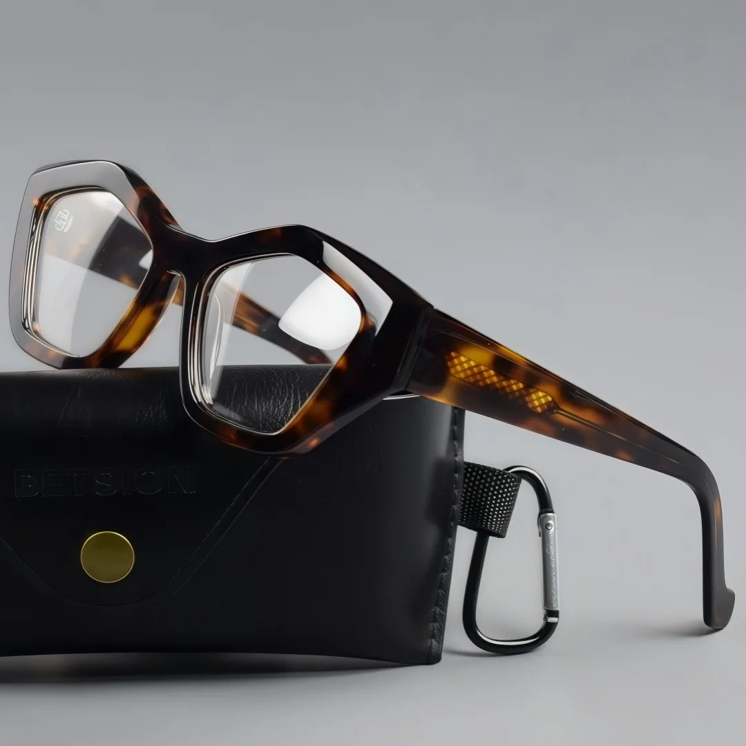 Fashion Polygon Acetate Eyeglasses Frame Reading Glasses Thick Men Women Full Rim Spectacles Unisex Retro Vintage