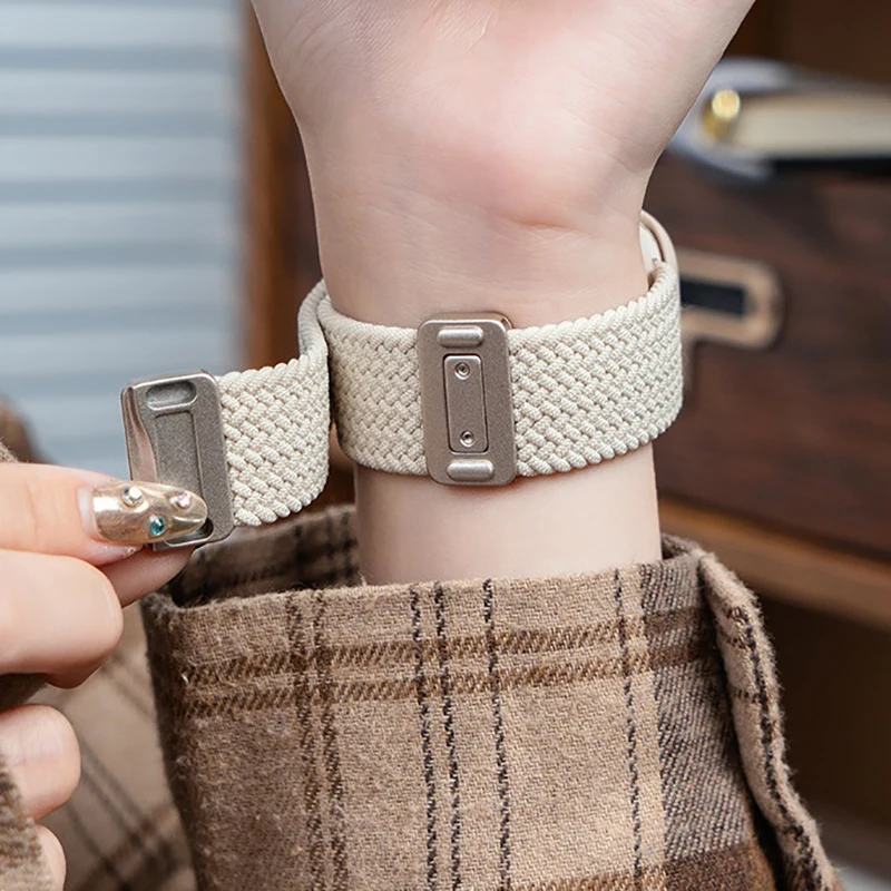 حزام مضفر لساعة أبل 40 مللي متر 45 مللي متر 49 مللي متر 42 مللي متر سوار بإبزيم مغناطيسي iWatch Series SE 6 7 8 9 10 Ultra 2 شريط مرن