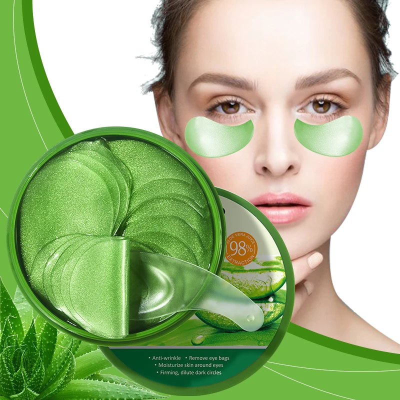 60 قطعة قناع عين الكولاجين الألوة فيرا ترطيب ثبات العين بقع مكافحة الهالات السوداء عيون أكياس تنعيم إصلاح العين العناية بالبشرة