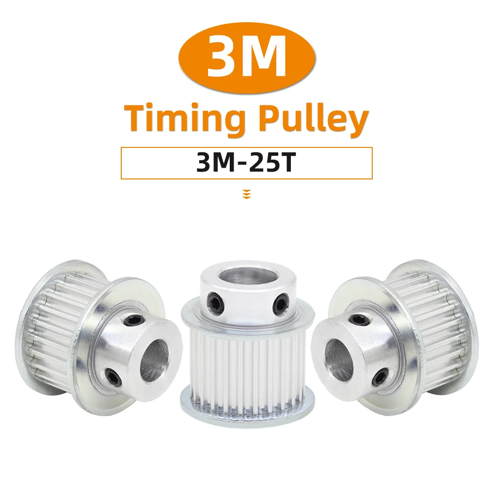 3M25T Timing Belt Pulley Pitch 3.0 mm Circular Tooth BF/K Shape Aluminum Pulley Bore 4/5/6/6.35/7/8mm 3M Belt Width 6/10/15mm