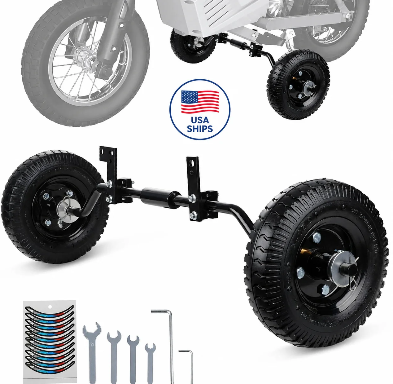 Dirt Bike Training Wheels For 49cc 50cc Universal For Razor MX125 MX350 MX400 For Yamaha PW50 TTR50 CRF50 XR50 Z50 Z50R Dirt Mini Bike Height Adjustable Sturdy Durable Heavy-Duty Build Iron