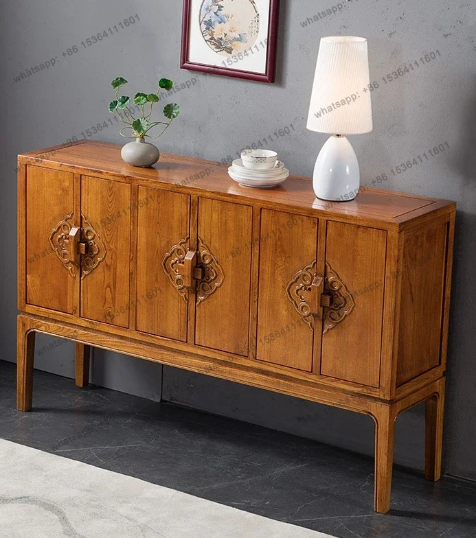 

New Chinese Style Solid Wood Sideboard Modern Living Room Entrance Cabinet Storage Storage Cabinet Chest of Drawers Pewter