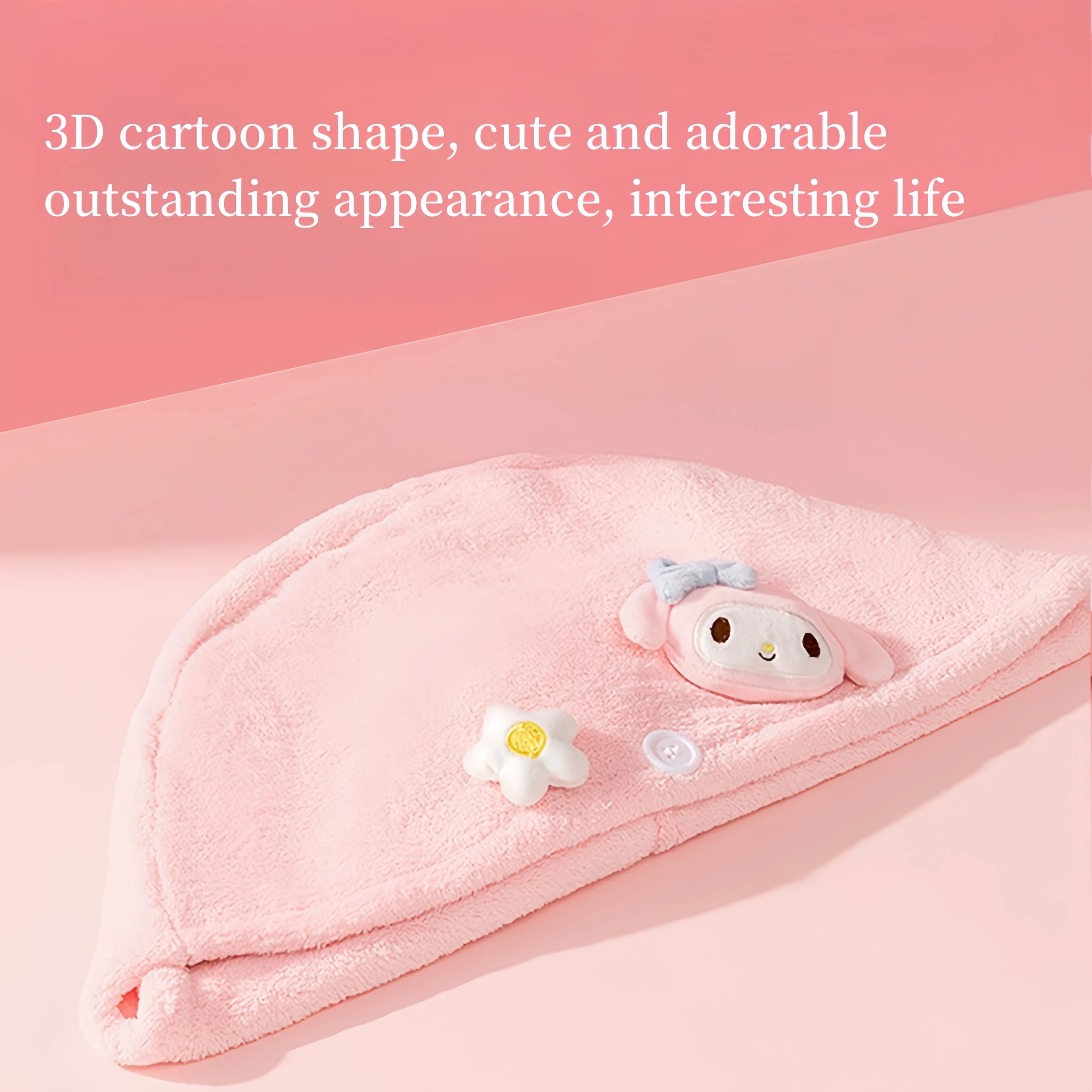 Saniro Quick Drying Towel for Hair Towel for drying hair Kuromi Towel Carton Shower Cap for woman hair