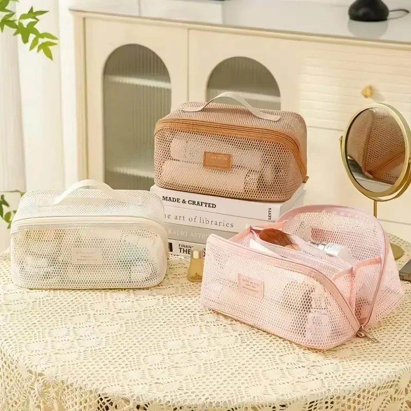 Net Yarn Mesh Translucent Makeup Bag Large Capacity Pillow Travel Essential