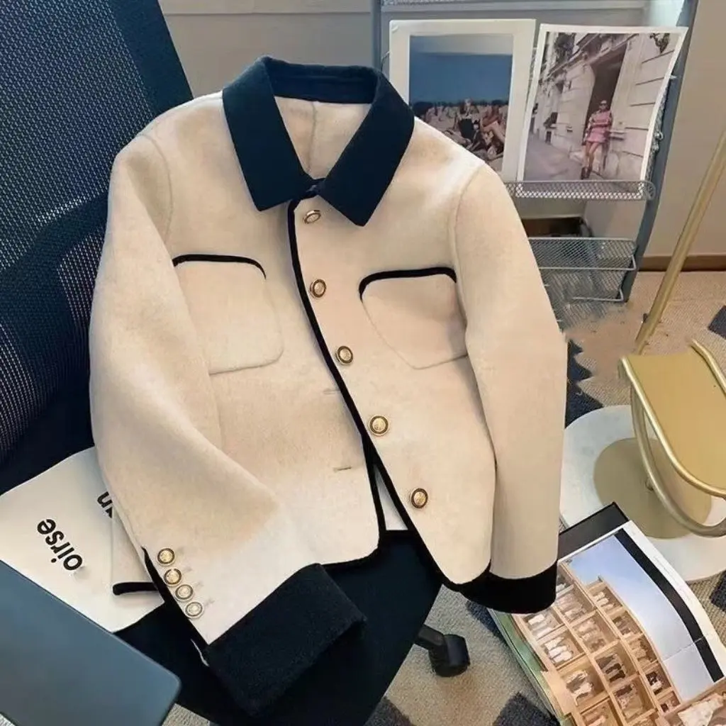 

Женская короткая куртка во французском стиле, элегантная верхняя одежда на осень-зиму, элитный светский образ, маленький размер, ароматный