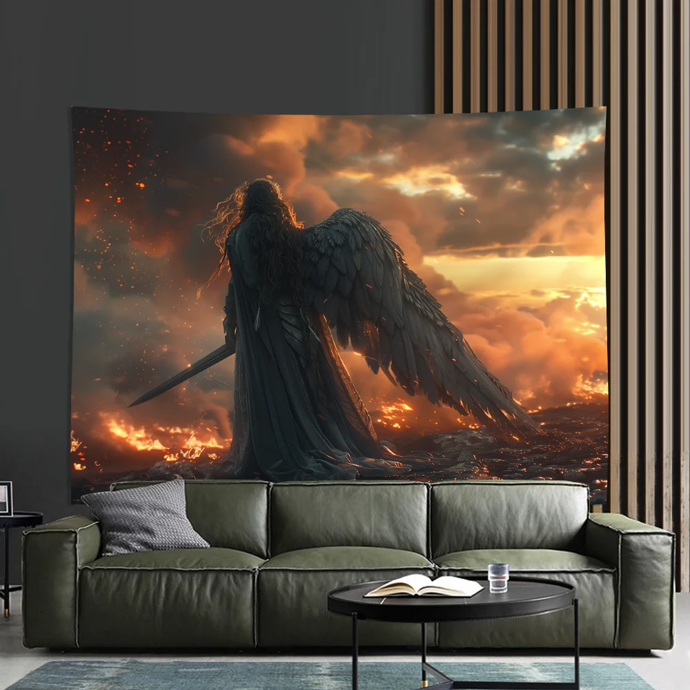 Angel Armor Pattern Digital printing polyester wall hanging tapestry decorative Living room bedrooms Office background gift