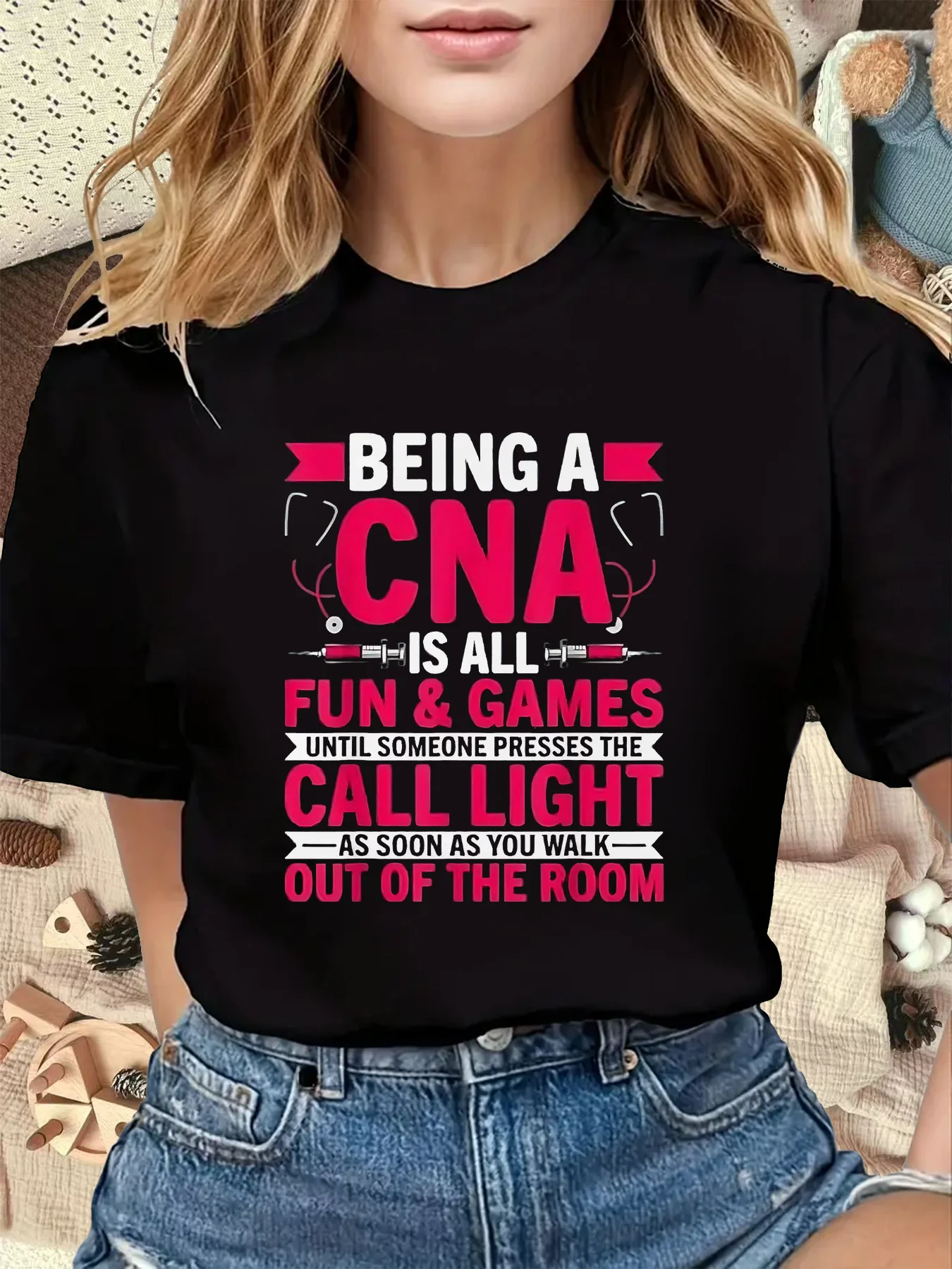 Fun Nursing Assistant T-Shirt Suitable for All Recreational Activities Until the Call Light Flashes - Men's Casual Crew Neck Shirt Nursing Assistant Gift Healthcare Worker Apparel Humorous Cna Apparel Gift