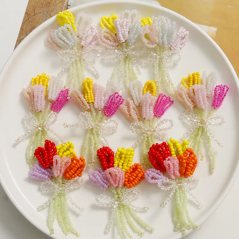 Shoe Accessory 1 Piece Handmade Colorful Resin Tulip Bouquet DIY Spring Summer for Jelly Clog Sandals Crystal Princess Korean