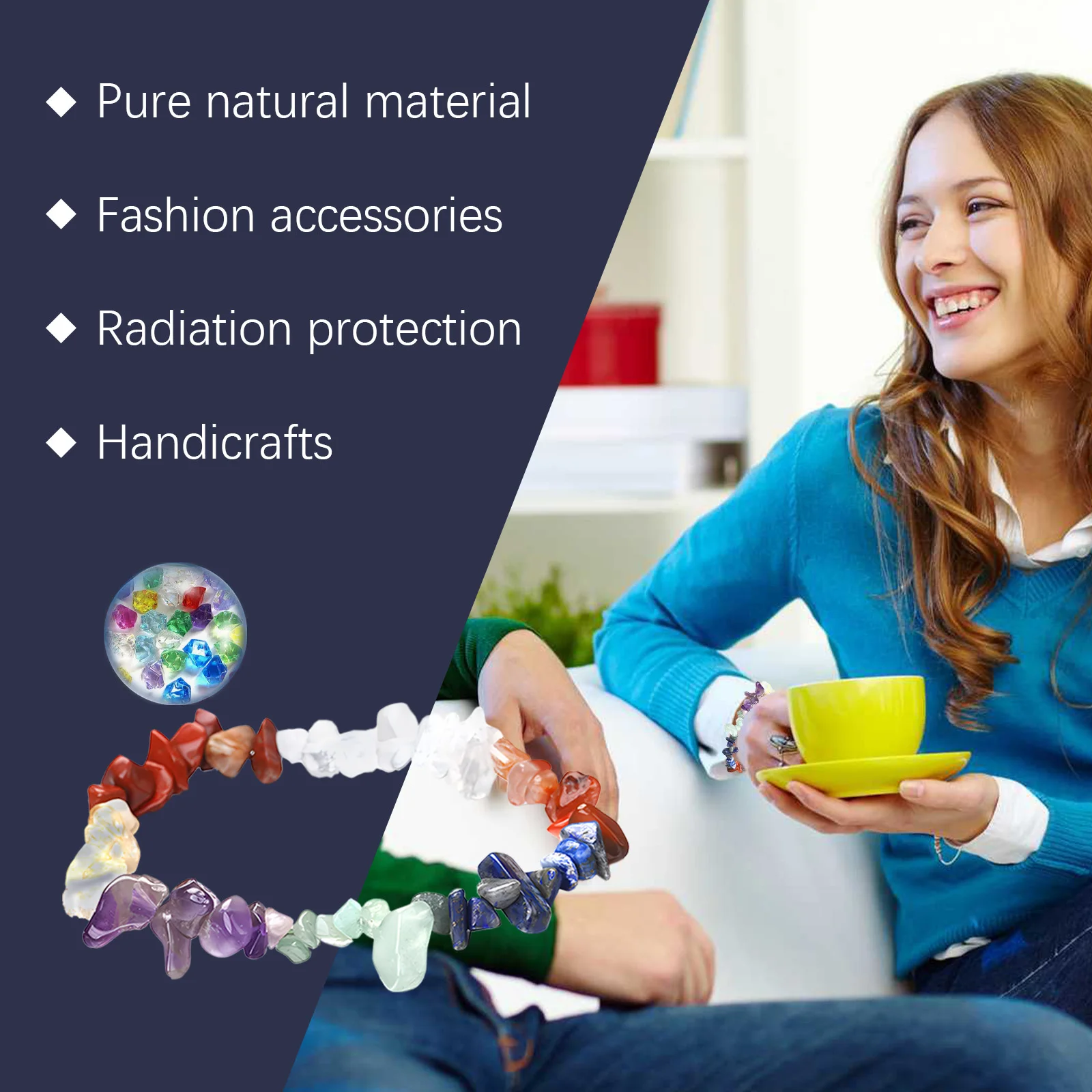 سوار بسبعة ألوان، مجوهرات بسيطة بسبعة ألوان، خرز حجري، عجلة، سوار خرز اليوغا. #3