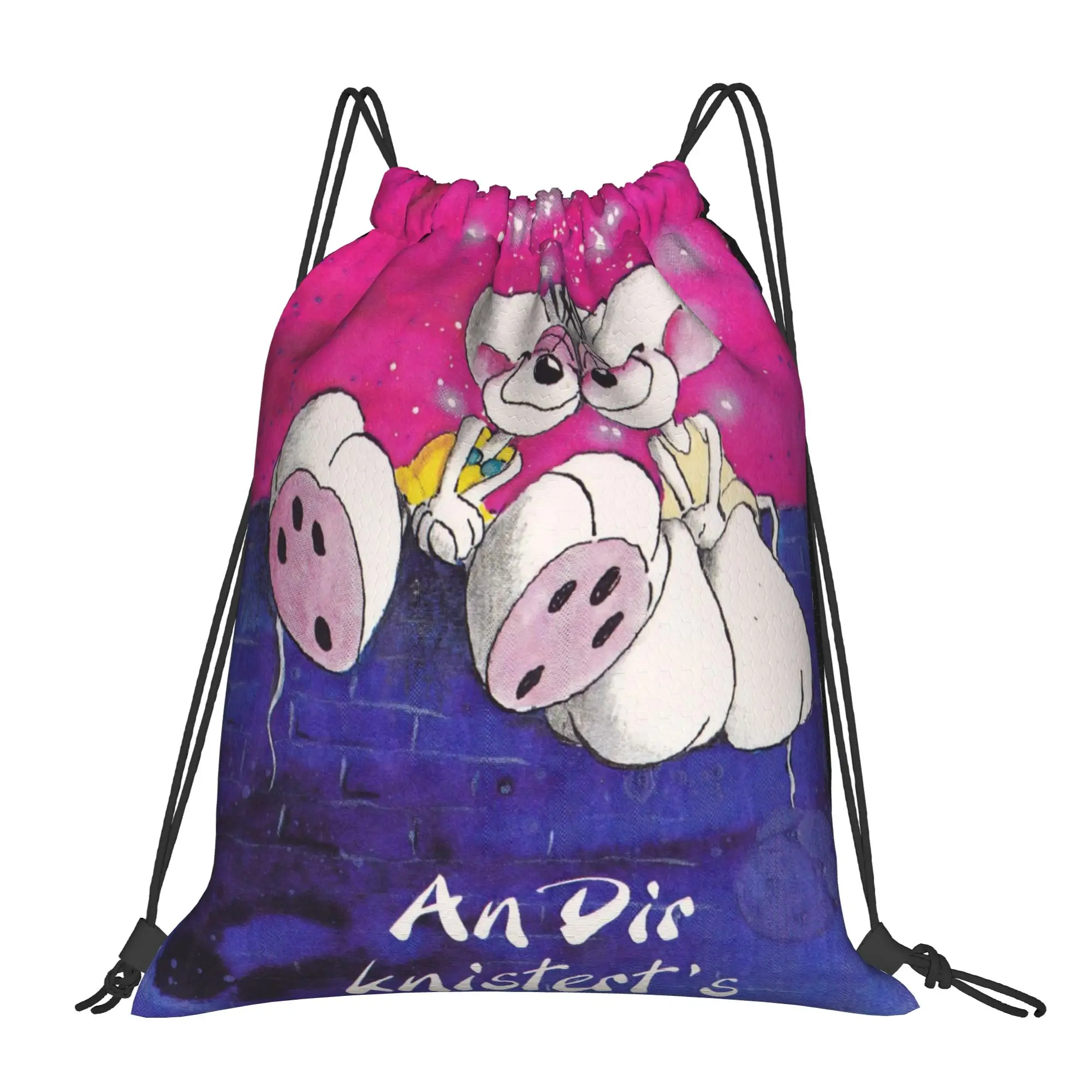 

Cartoon D-Diddl Rat Cute Drawstring Bags Sports Backpack Gym Sackpack Water Resistant String Bag for Hiking