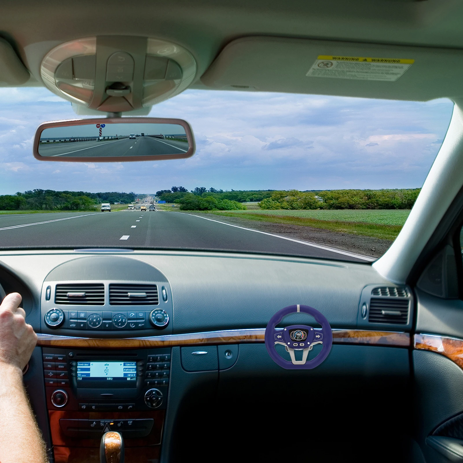 Volante de carro de simulação portátil - Feedback de luz sonora com rotação de 360 graus - Conjunto de jogos de condução infantil para imaginativo