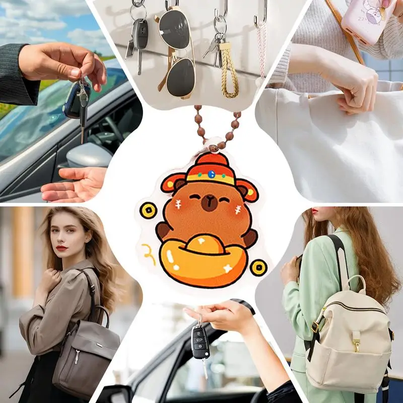 Capybara 가방 매력 동물 인형 펜던트, 귀여운 키체인 배낭 장식, 다기능 배낭, 홈 데코