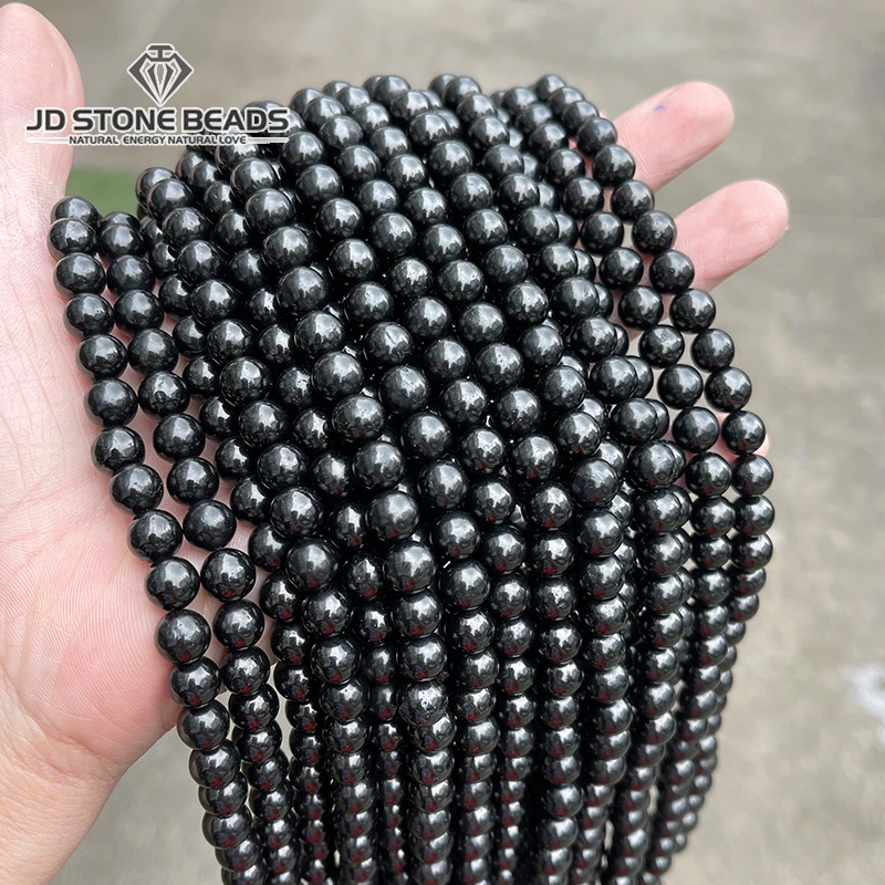 

6mm Natural Stone Black Jet Bead Round Loose Spacer Gemstone Bead for Jewelry Making DIY Bracelet Necklace Accessories