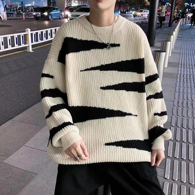 Sweater Pullovers Men College Couples Patchwork Design Fashion Casual Spring New Soft Loose Korean Style Ins All-match Vintage