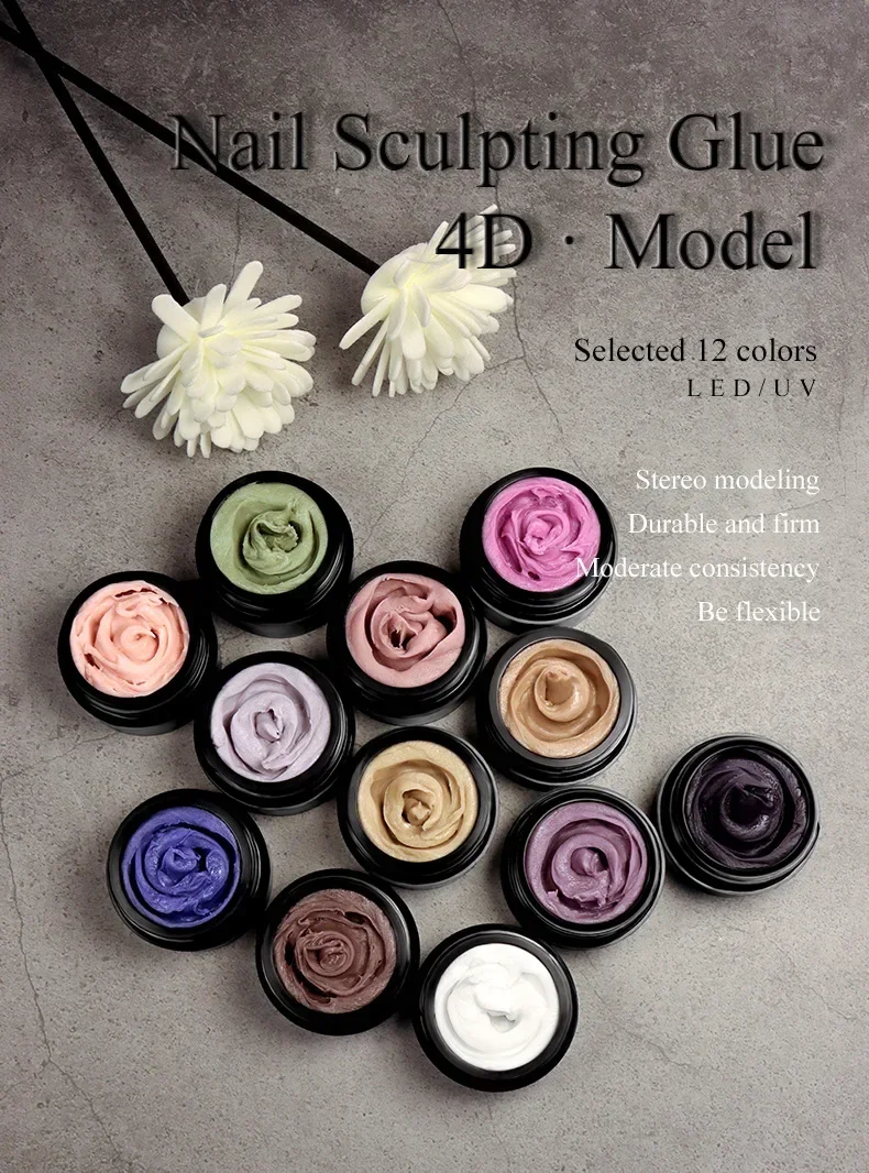 Nail Carving Glue Three-dimensional Shaping Relief Glue Phototherapy Nail Polish Glue Uv Modeling Clay Nail Art Tools