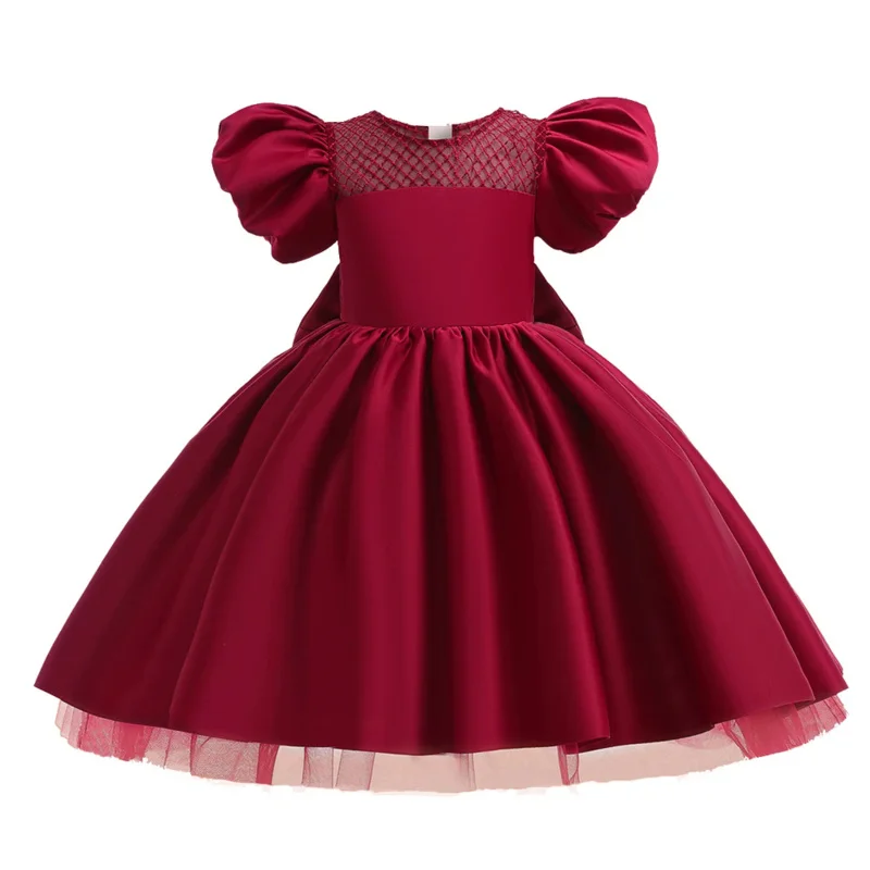 Kids Christmas party dress for girls Children costume puff sleeve birthday wedding prom gown girl formal bridesmaid dresses
