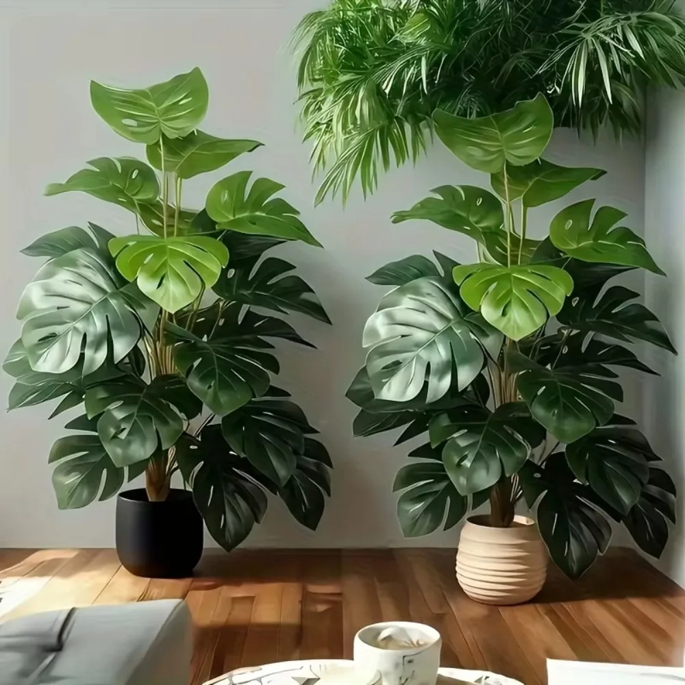 Artificial Palm Tree Realistic Plastic Green Plant for Home Office Wedding Christmas Without Flower pots