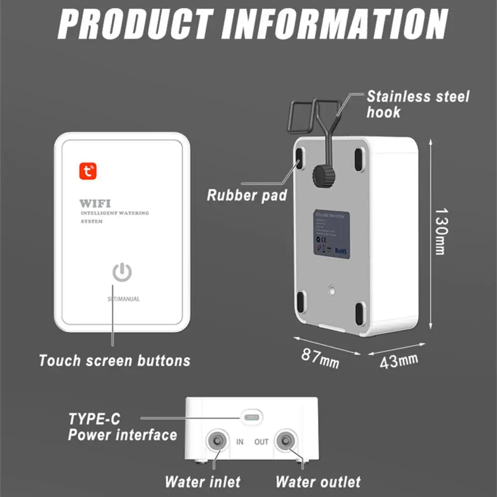 Imagem -06 - Tuya Smart Wifi Indoor Sistema Rega Automática Controlador de Bomba Pots Flower Drip Irrigation System Plantas Sprinkler Garden Tool