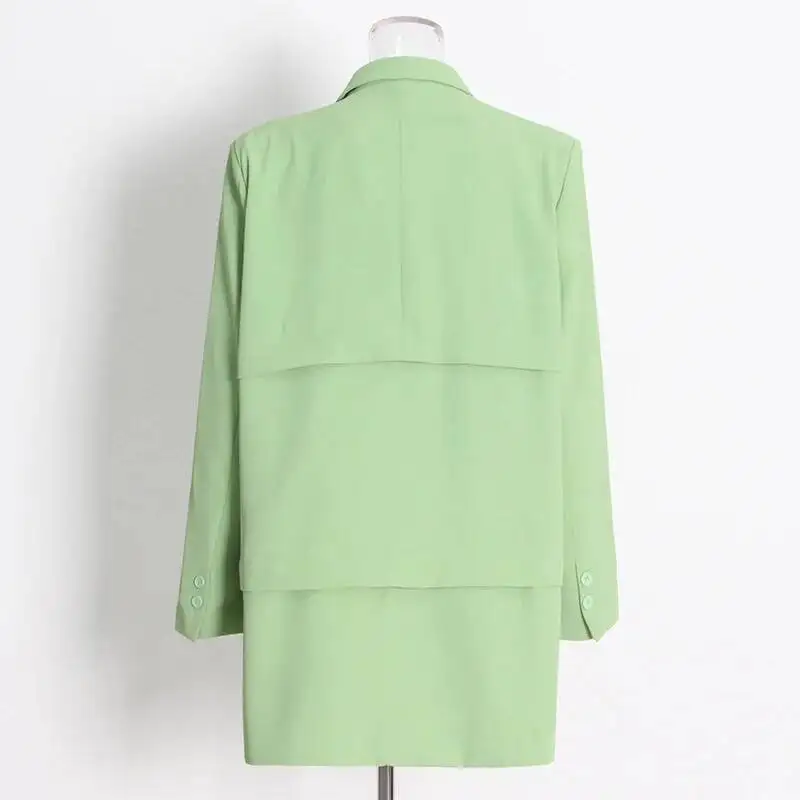 HKSH Women Blazer Solid Color Buttoned High-End Niche Design Patchwork Versatile Elegant Trendy Jacket New Spring Autumn HK12189