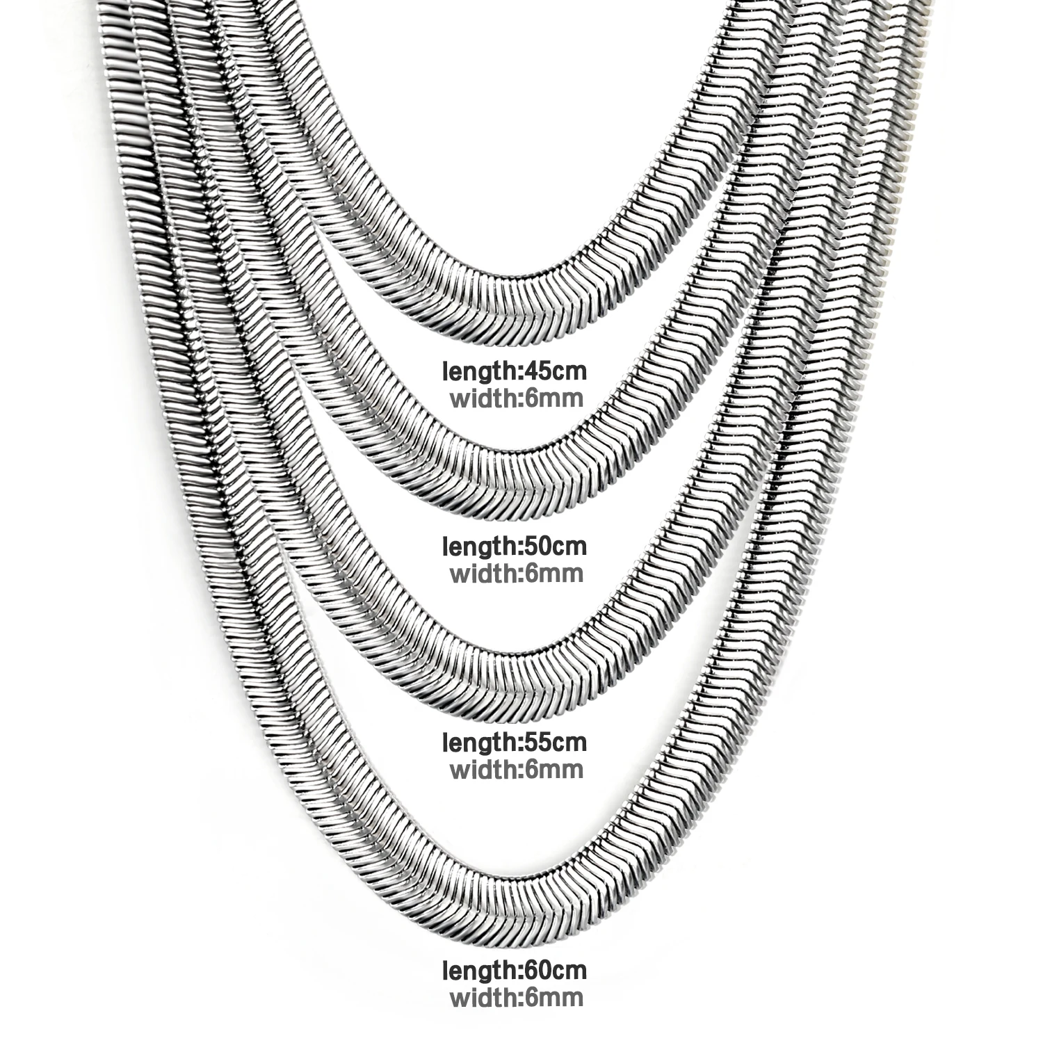 ASONSTEEL 6mm Breite Schlangenkette Halskette Edelstahl Halsband Für Frauen Männer Groß Großhandel Boho DIY Zubehör Unisex Schmuck – Detail 13
