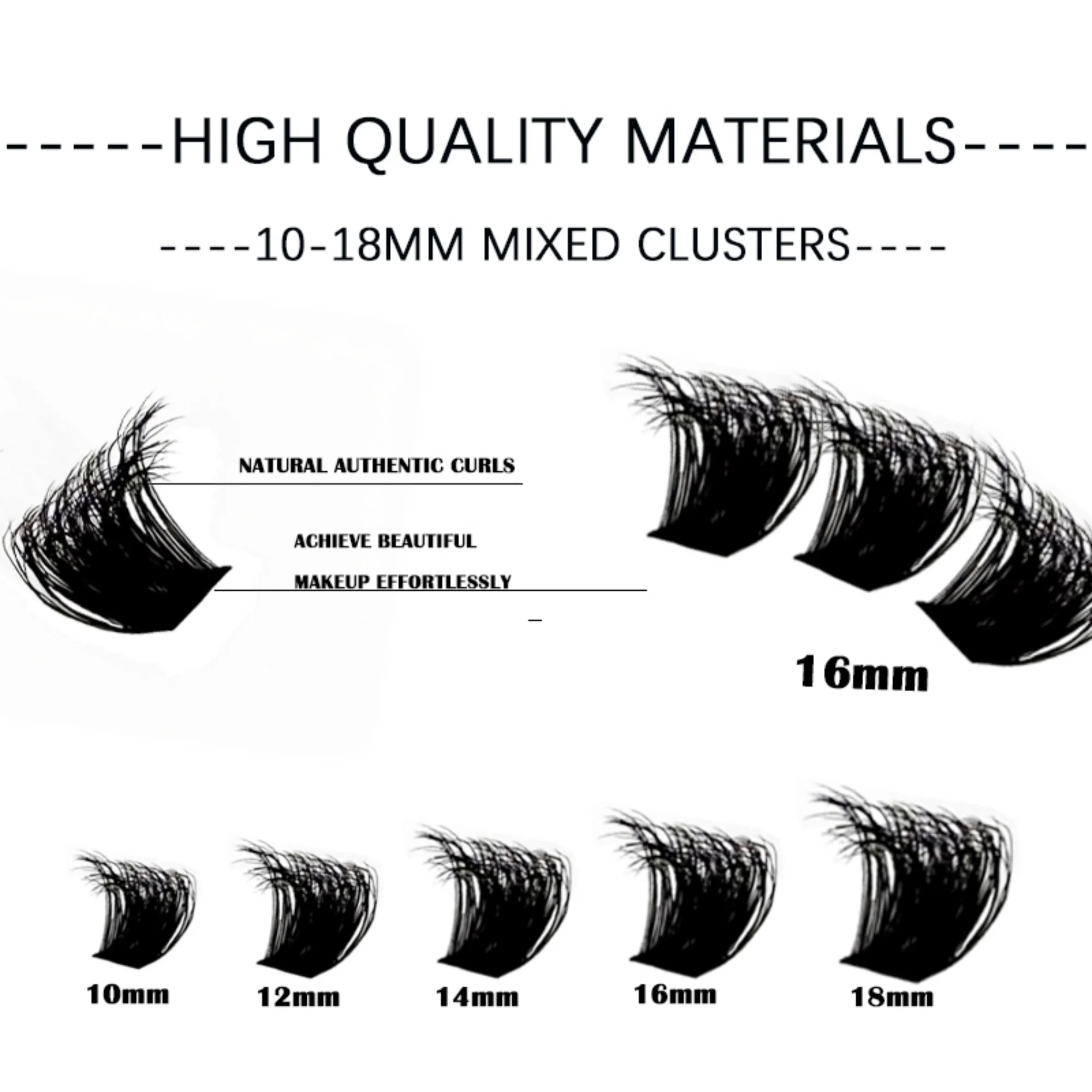 MIOFIA DIY Lash Clusters 150D Thick Lashes Mixed Length Tray Natural 10-18mm (Mix) Eyelashes Extension 3D Faux Mink Lash Makeup