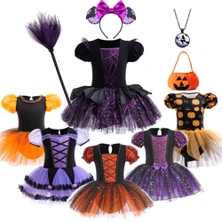 Halloween Toddler Witch Cosplay Costume Masquerade Party Baby Girls Ballet Dance Tutu Dress Infant Purple Vampire Bat Dress Up