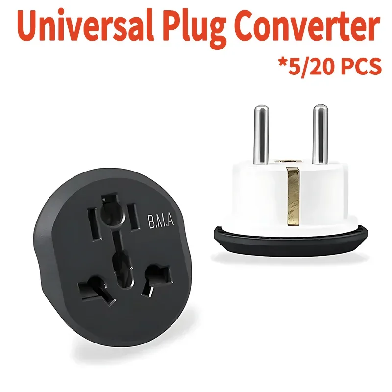 

5/20pcs Universal Plug Converter FR AU US UK To EU Travel Adapter High Quality Home Plug Adapter 16A 250V Wall Electric Socket