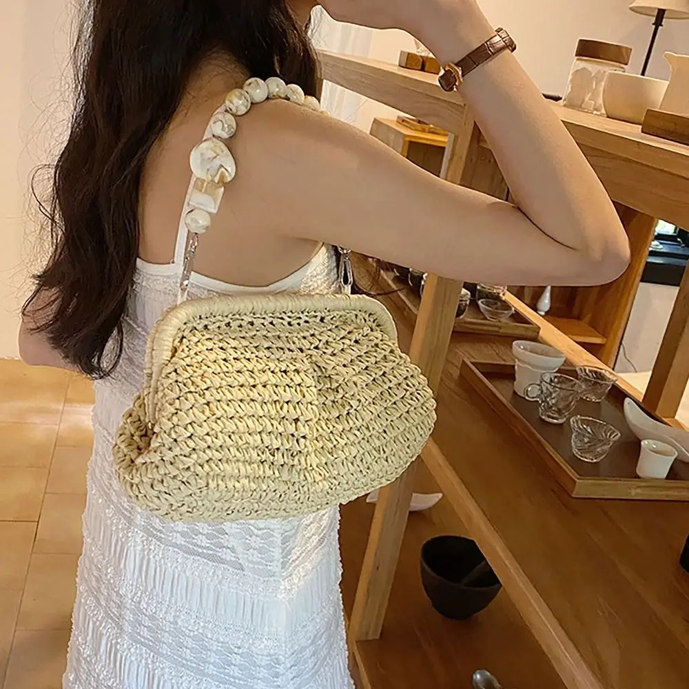 

Handmade Beach Bag Fashion Big Capacity Woven Clutch Purse Straw Weaving Rattan Bag Women