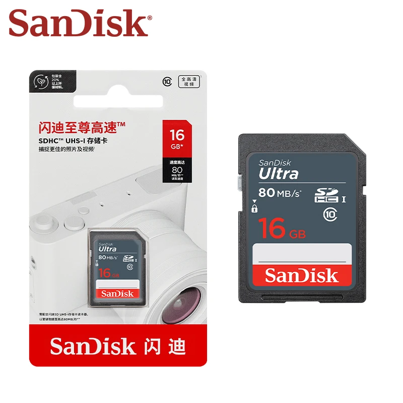 Tarjetas de Memoria Flash SanDisk SDXC/SDHC, Tarjeta SD de 16GB 32GB 64GB 128GB 256GB para Cámara Digital, Tarjetas de Almacenamiento SD de hasta 100Mb/s