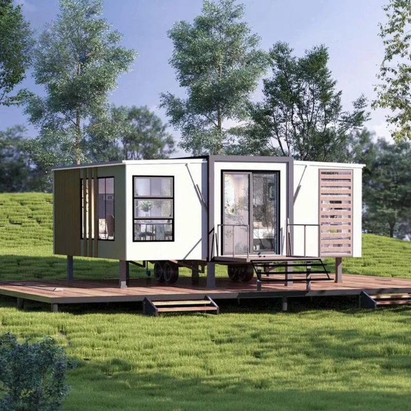 Expandable Container House on Wheels, 20ft Expanding Design with 2-5 Bedrooms