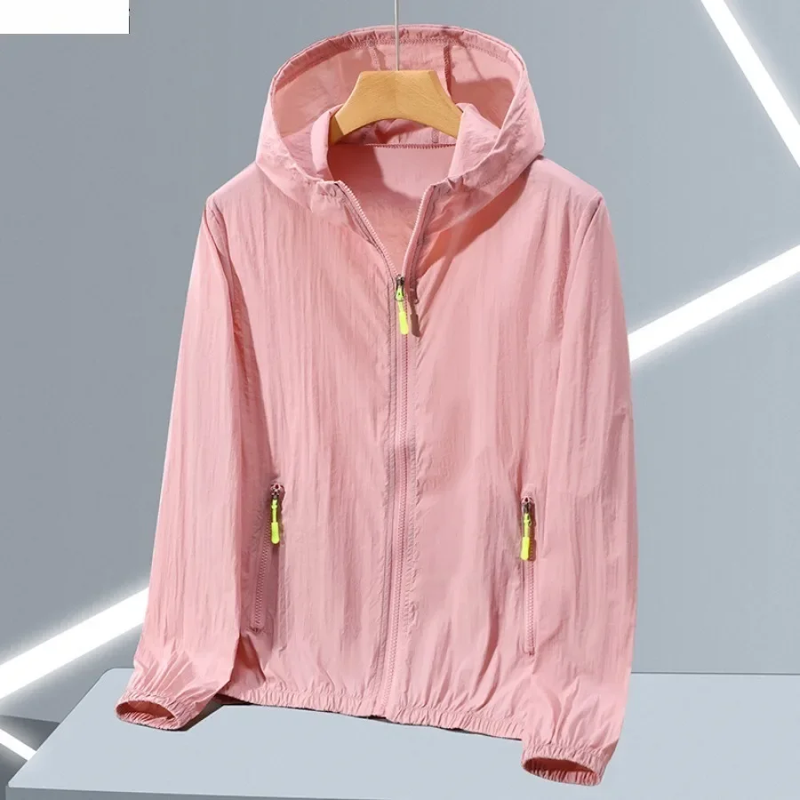 Summer Ice Silk Sun Protection Jacket for Men Couple Outdoor Sports UV Protection Skin Coats Breathable Hooded Ultrathin Jackets