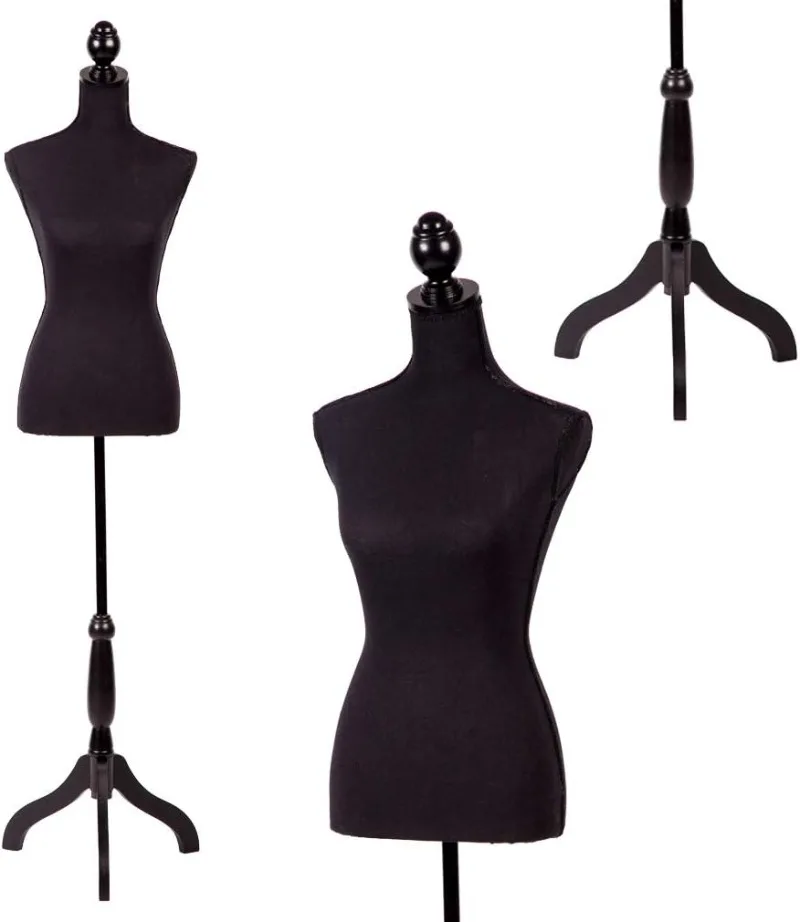 

Popular products Manikin 60”-67”Height Adjustable Female Dress Model Display Torso Body Tripod Stand(Black, 60-67 Inches)